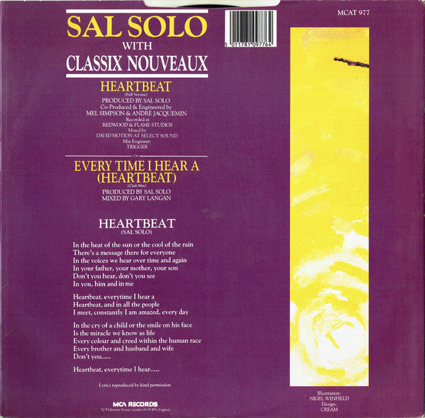 Sal Solo With Classix Nouveaux - Heartbeat - 1985