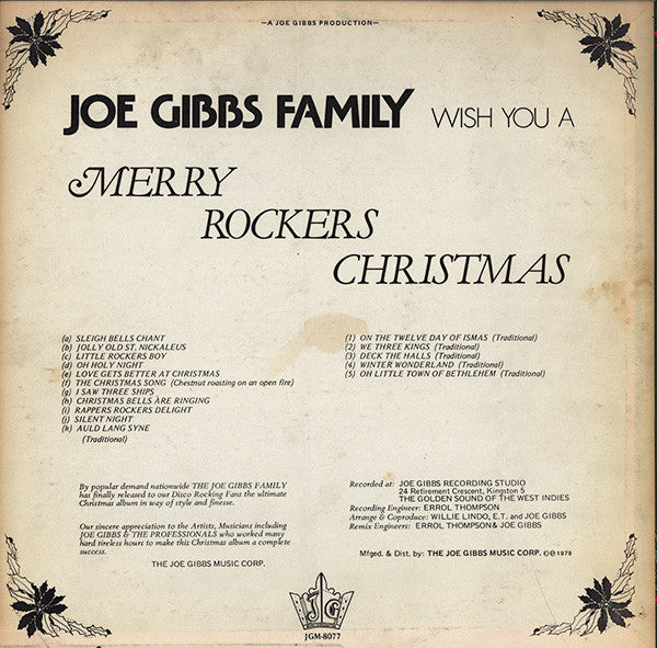Joe Gibbs Family, The - Wish You A Merry Rockers Christmas - 1979