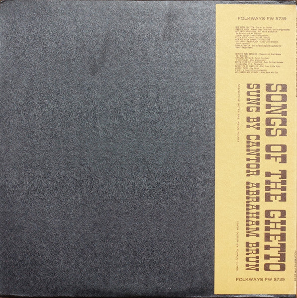 Cantor Abraham Brun - Songs Of The Ghetto - 1965