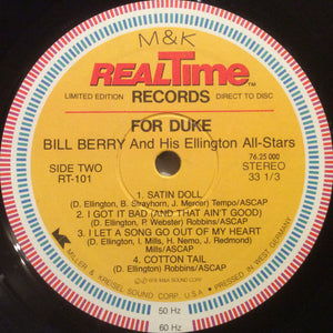 Bill Berry And His Ellington Allstars - For Duke - 1978