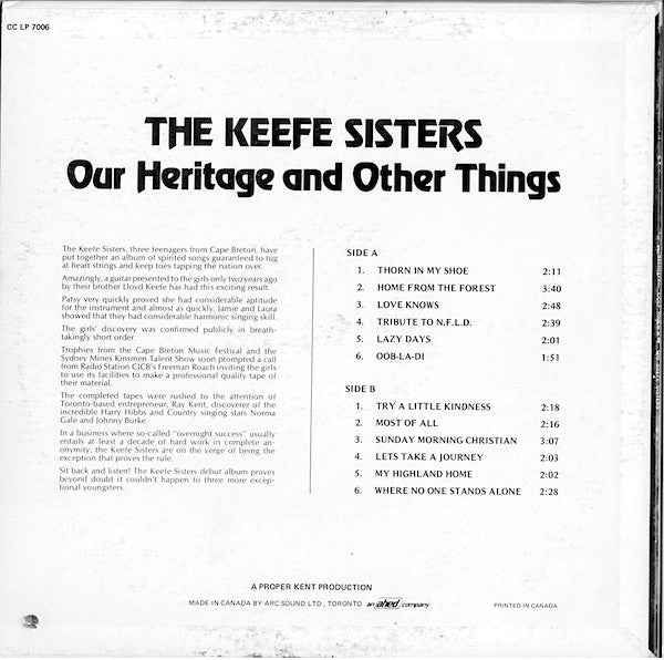 Keefe Sisters, The - Our Heritage And Other Things - 1972
