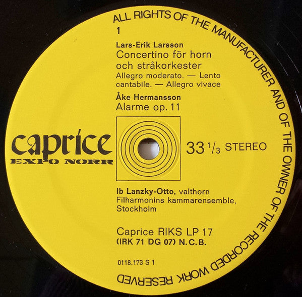 Ib Lanzky-Otto, Lars-Erik Larsson / Åke Hermanson / Paul Hindemith - Larson-Hermanson-Hindemith - 1971