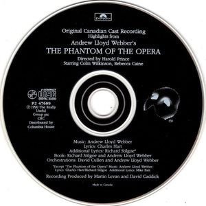 Andrew Lloyd Webber - Highlights From Andrew Lloyd Webber's The Phantom Of The Opera (Original Canadian Cast) (CD) - 1994