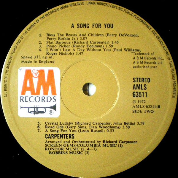 Carpenters - A Song For You - 1972