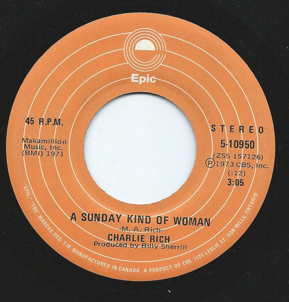 Charlie Rich - Behind Closed Doors / A Sunday Kind Of Woman - 1973