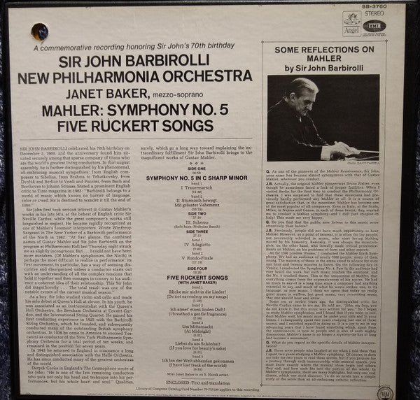 Sir John Barbirolli - Symphony No. 5 / Five Rückert Songs