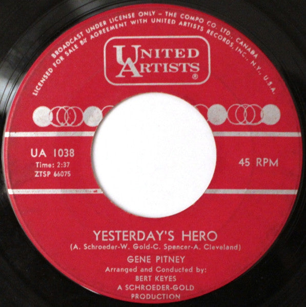 Gene Pitney - Yesterday's Hero Vinyl Record