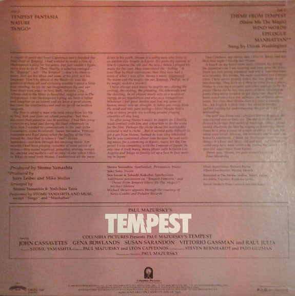 Stomu Yamash'ta - Paul Mazursky's Tempest (Original Music From The Motion Picture Soundtrack) - 1982