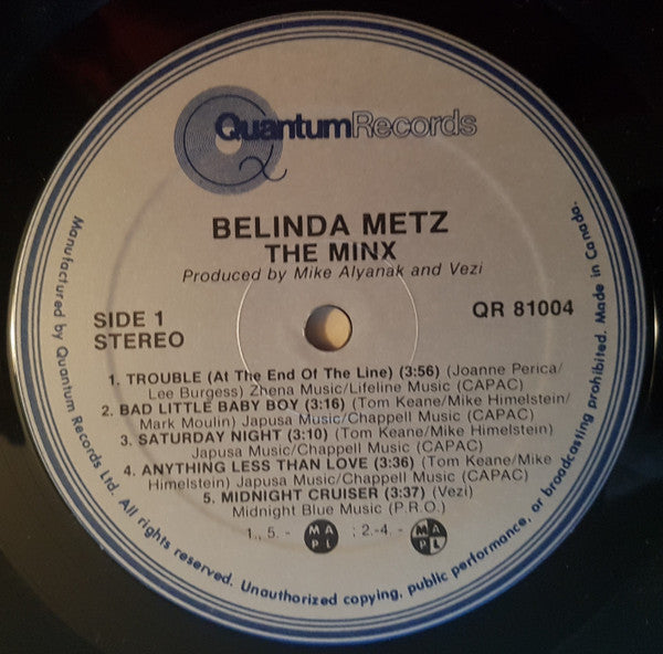 Belinda Metz - The Minx Vinyl Record