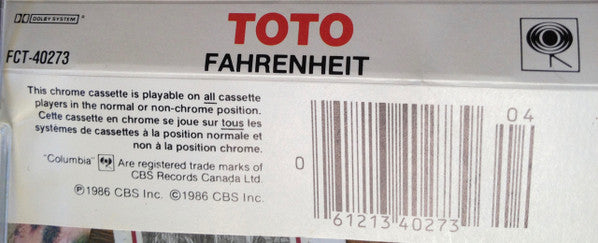 Toto - Fahrenheit - 1986