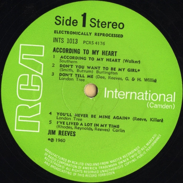 Jim Reeves - According To My Heart - 1969