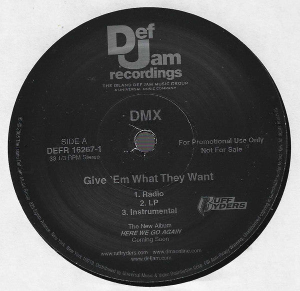 DMX - Give 'Em What They Want / Pump Ya Fist Vinyl Record