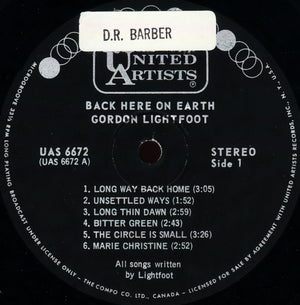 Gordon Lightfoot - Back Here On Earth - 1968