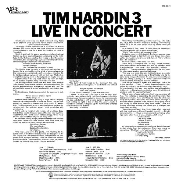 Tim Hardin - Tim Hardin 3 Live In Concert - 1968