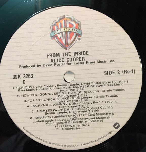 Alice Cooper  - From The Inside Vinyl Record