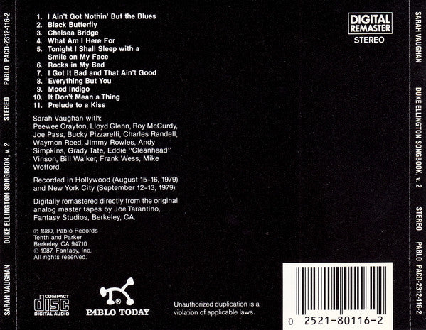Sarah Vaughan - Duke Ellington Song Book Two (CD) -
