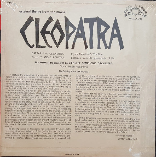 Bill Ewing At The Organ With The Wiener Symphoniker - Theme From Cleopatra / Mystic Melodies Of The Nile -