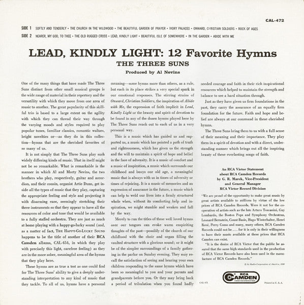 Three Suns, The - Lead, Kindly Light: 12 Favorite Hymns - 1959