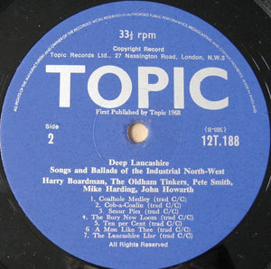 Various - Deep Lancashire Songs And Ballads Of The Industrial North West - 1968