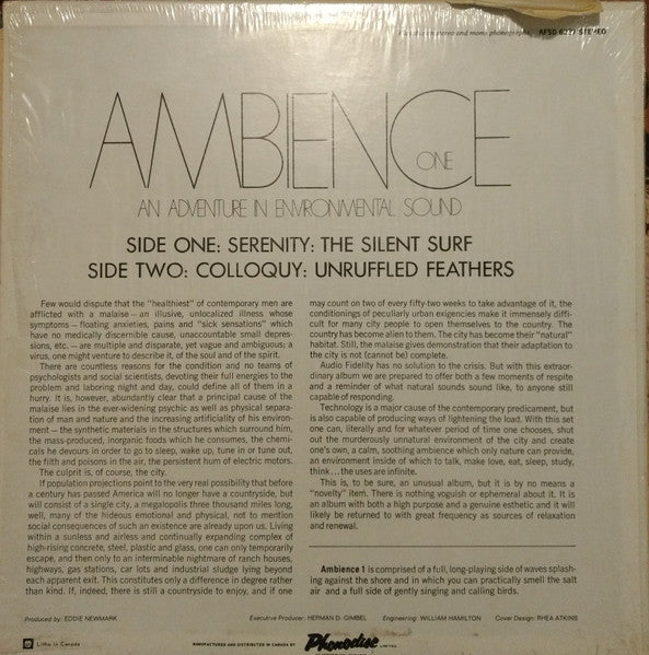No Artist - Ambience One (An Adventure In Enviromental Sound) - 1970