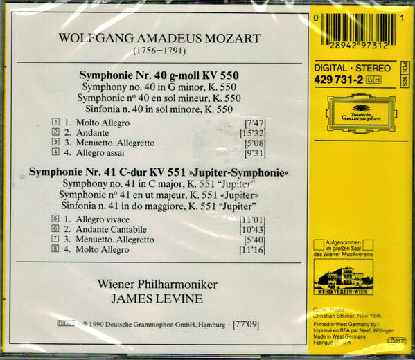 Wolfgang Amadeus Mozart / Wiener Philharmoniker • James Levine - Symphonien Nos.40 • 41 »Jupiter« (CD) -