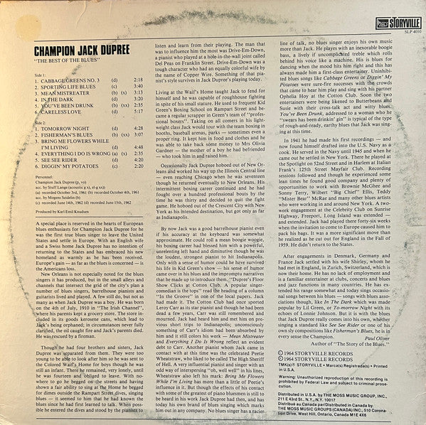 Champion Jack Dupree - The Best Of The Blues Vinyl Record