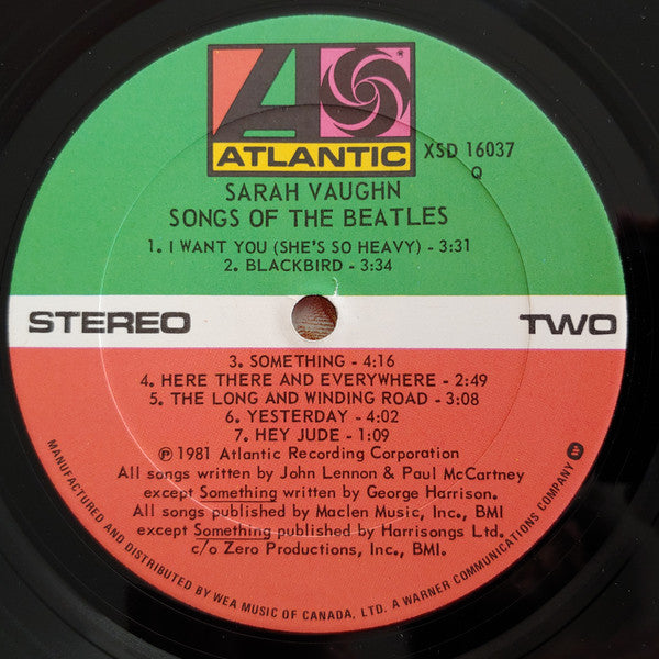 Sarah Vaughan - Songs Of The Beatles - 1981