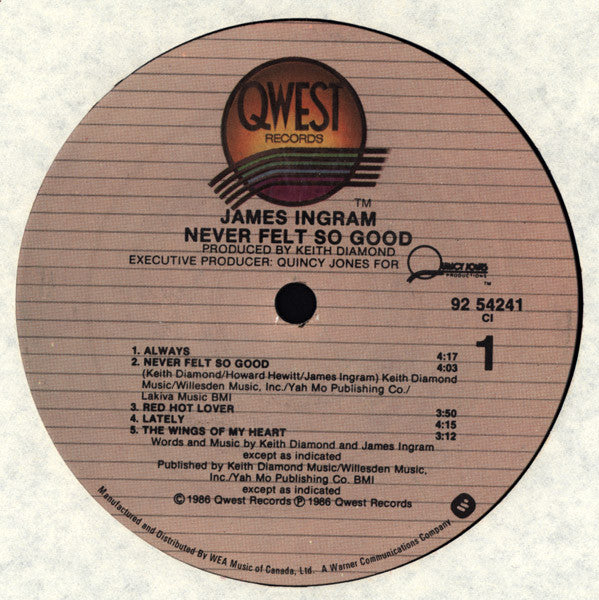 James Ingram - Never Felt So Good - 1986