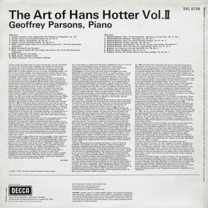 Hans Hotter, Geoffrey Parsons - The Art Of Hans Hotter Vol. II - 1976