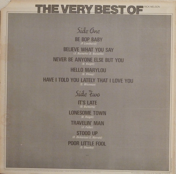Ricky Nelson (2) - The Very Best Of Rick Nelson