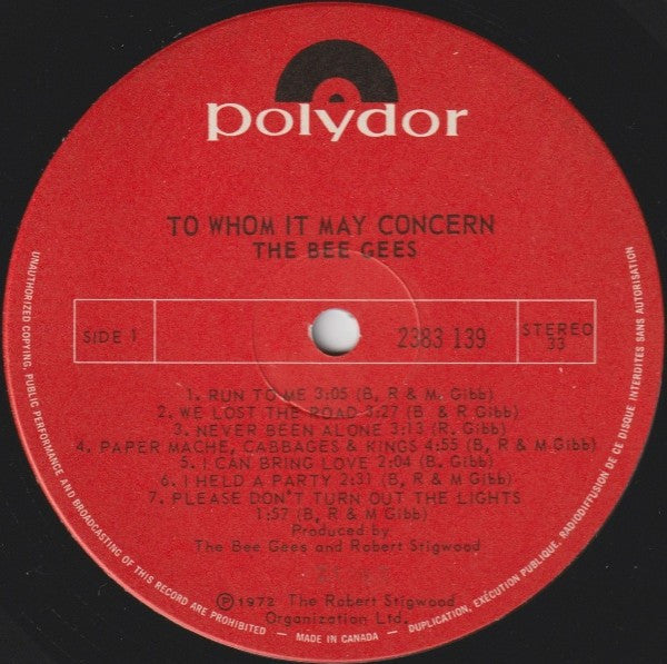Bee Gees - To Whom It May Concern
