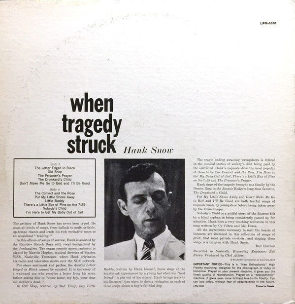 Hank Snow - When Tragedy Struck