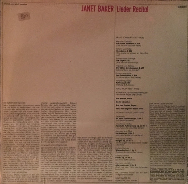Janet Baker - Lieder Recital