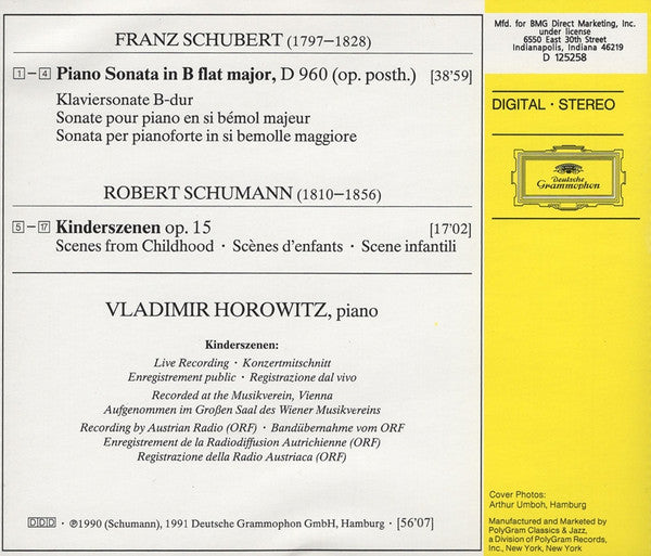 Vladimir Horowitz, Franz Schubert, Robert Schumann - Horowitz The Poet (CD) - 1991
