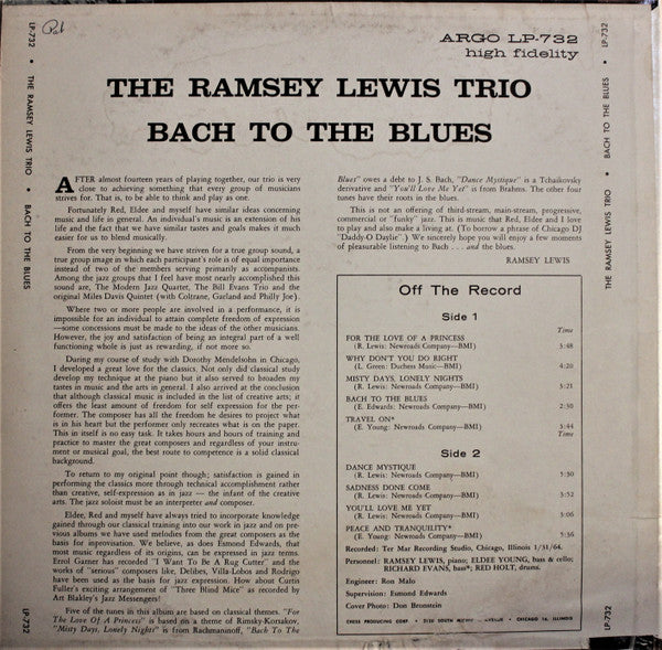 The Ramsey Lewis Trio - Bach To The Blues