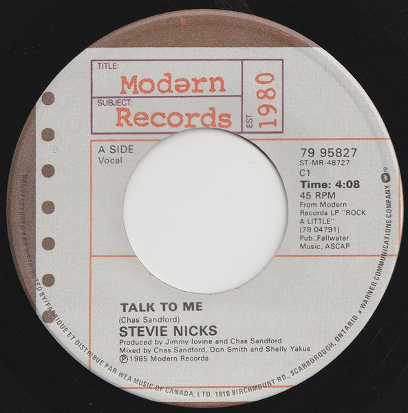 Stevie Nicks - Talk To Me - 1985