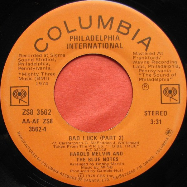 Harold Melvin And The Blue Notes - Bad Luck - 1975