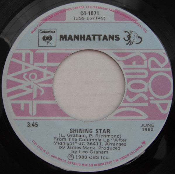 Manhattans - Shining Star / I'll Never Run From Love Again - 1980