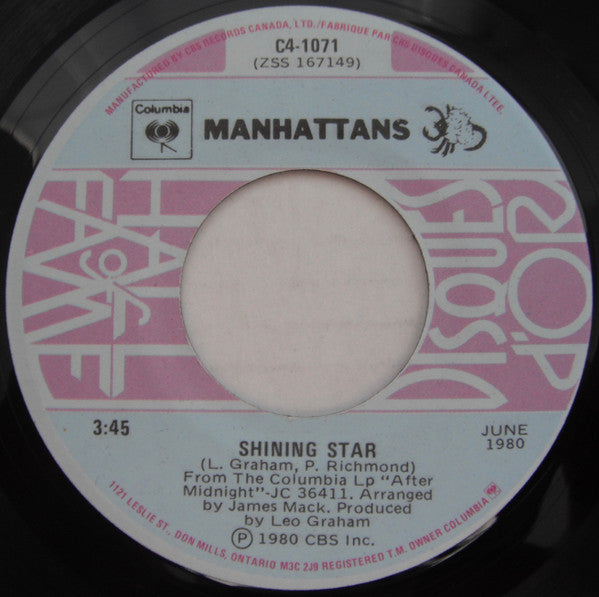 Manhattans - Shining Star / I'll Never Run From Love Again - 1980