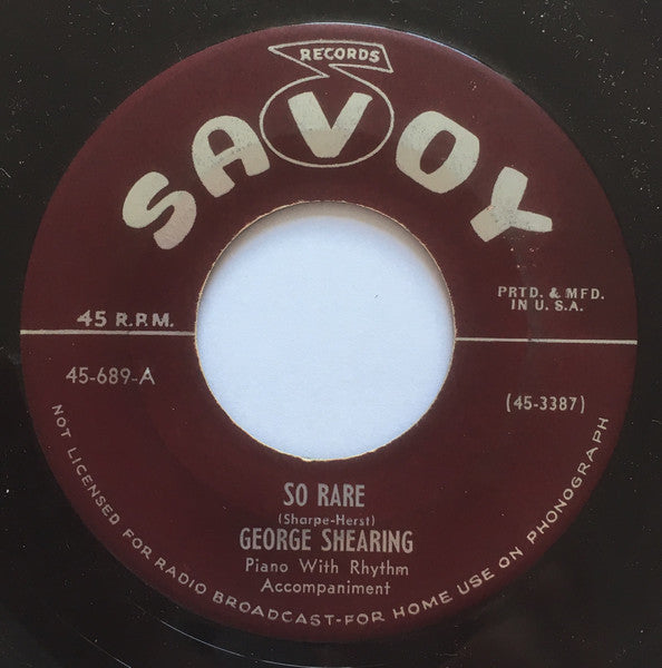 George Shearing - So Rare / Cozy's Bop