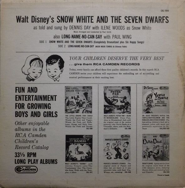 Dennis Day, Ilene Woods, Paul Wing - Walt Disney's Snow White And The Seven Dwarfs - 1960