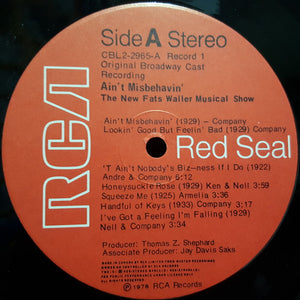 "Ain't Misbehavin'" Original Broadway Cast - Ain't Misbehavin': The New Fats Waller Musical Show - 1978