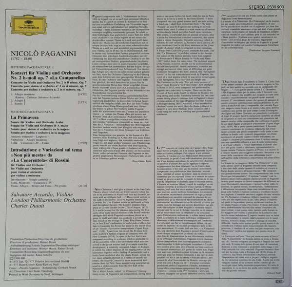 Nicolò Paganini - Concerto Per Violino N. 2 »La Campanella« · La Primavera · Non Più Mesta Vinyl Record