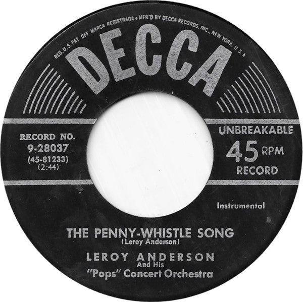 Leroy Anderson And His "Pops" Concert Orchestra - The Penny-Whistle Song / Horse And Buggy - 1952