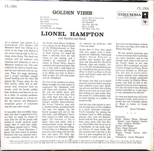 Lionel Hampton - Golden Vibes Vinyl Record
