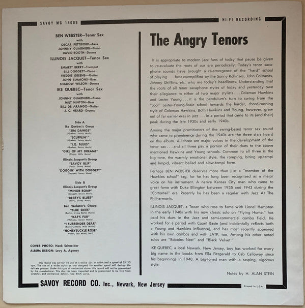 Ben Webster - The Angry Tenors