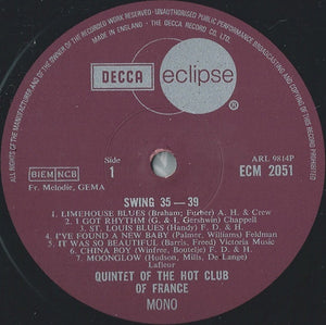 Quintette Du Hot Club De France - Swing '35-'39 - 1970