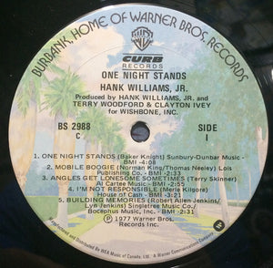 Hank Williams, Jr. - One Night Stands Vinyl Record