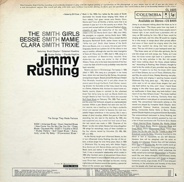 Jimmy Rushing And Smith Girls, The - Bessie - Clara - Mamie & Trixie (The Songs They Made Famous) - 1961