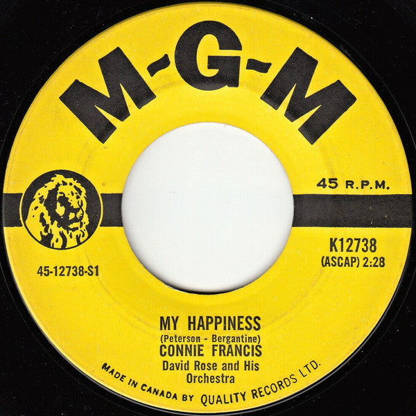 Connie Francis - My Happiness / Never Before - 1958